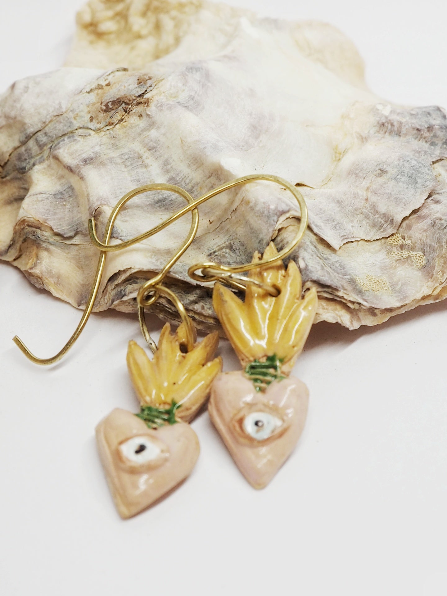 CERAMICS Flaming Heart Earrings