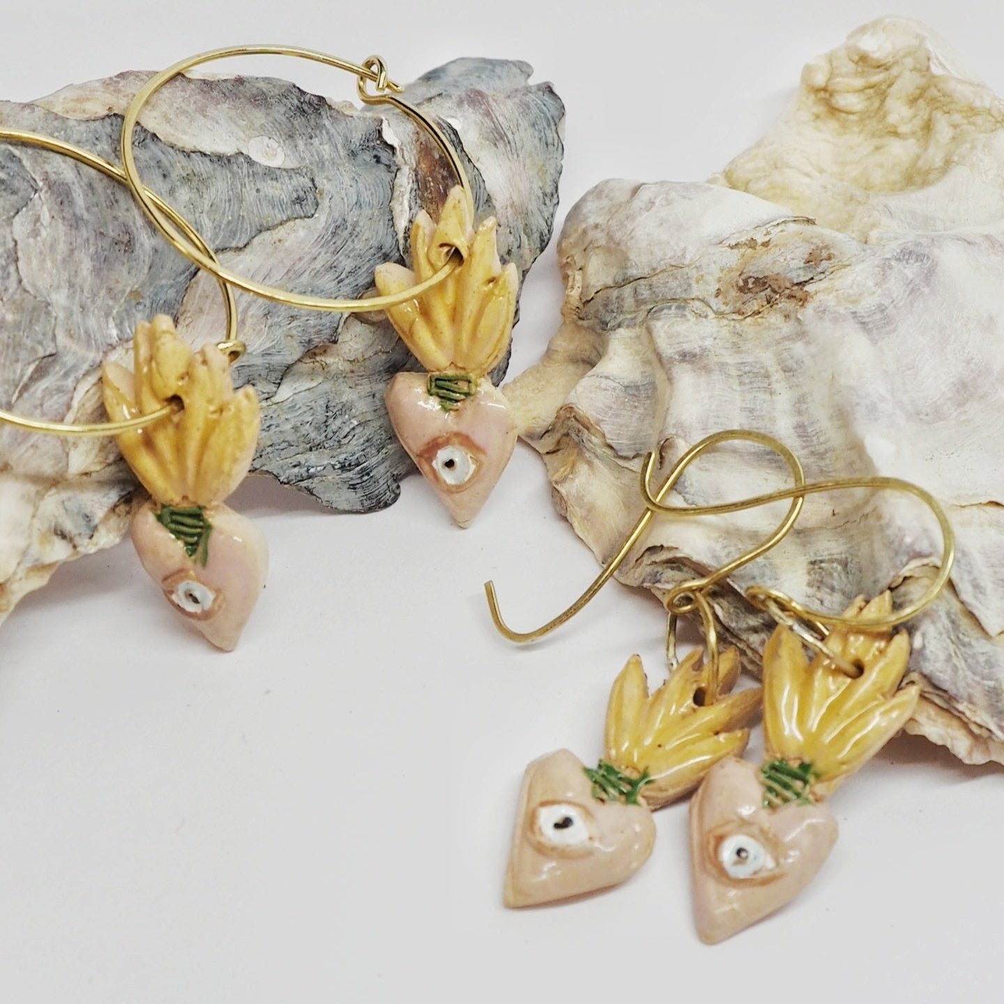 CERAMICS Flaming Heart Earrings