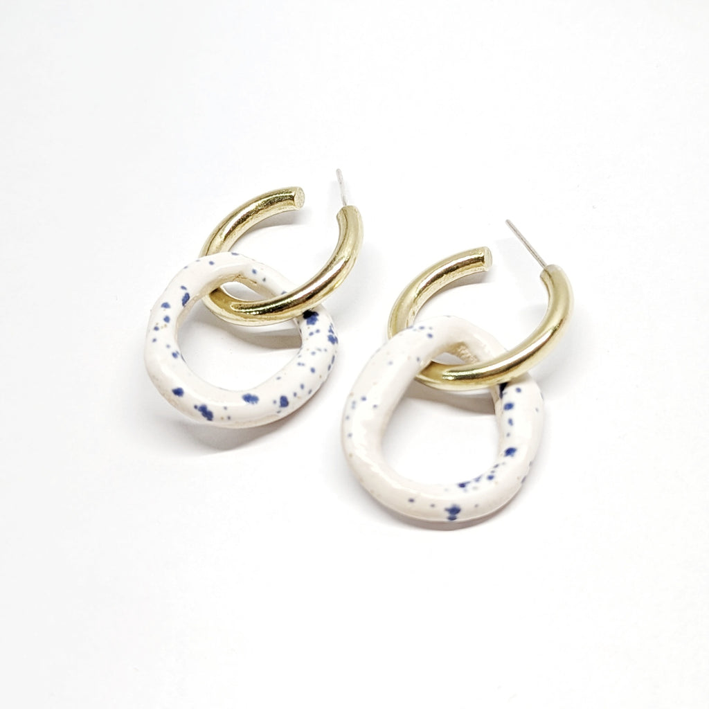 CERAMICS Blue Speckled Circle Hoops