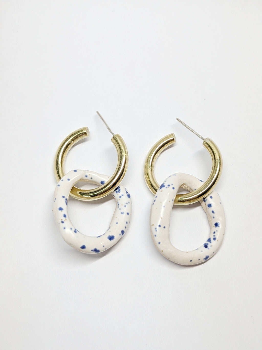 CERAMICS Blue Speckled Circle Hoops