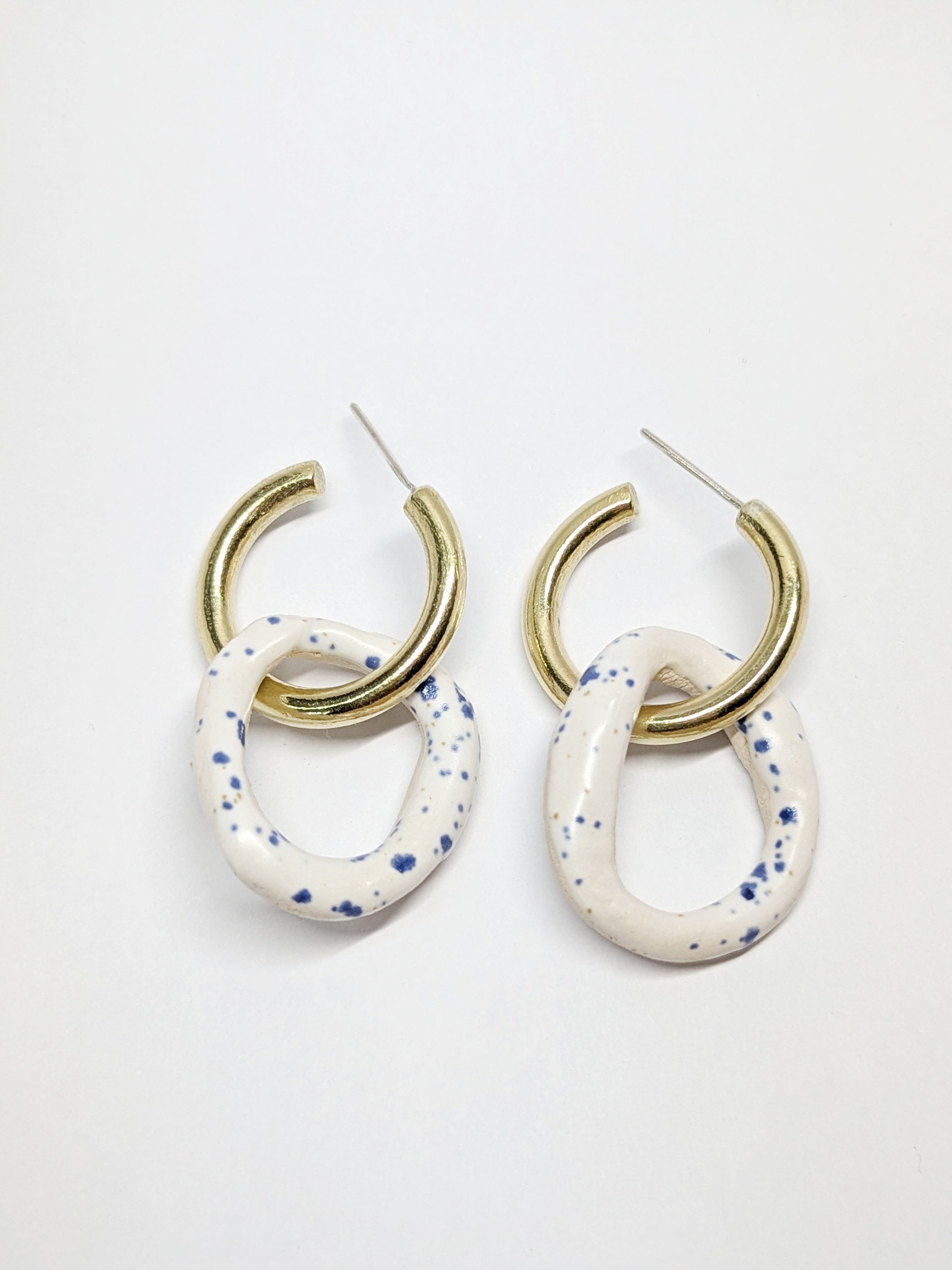 CERAMICS Blue Speckled Circle Hoops
