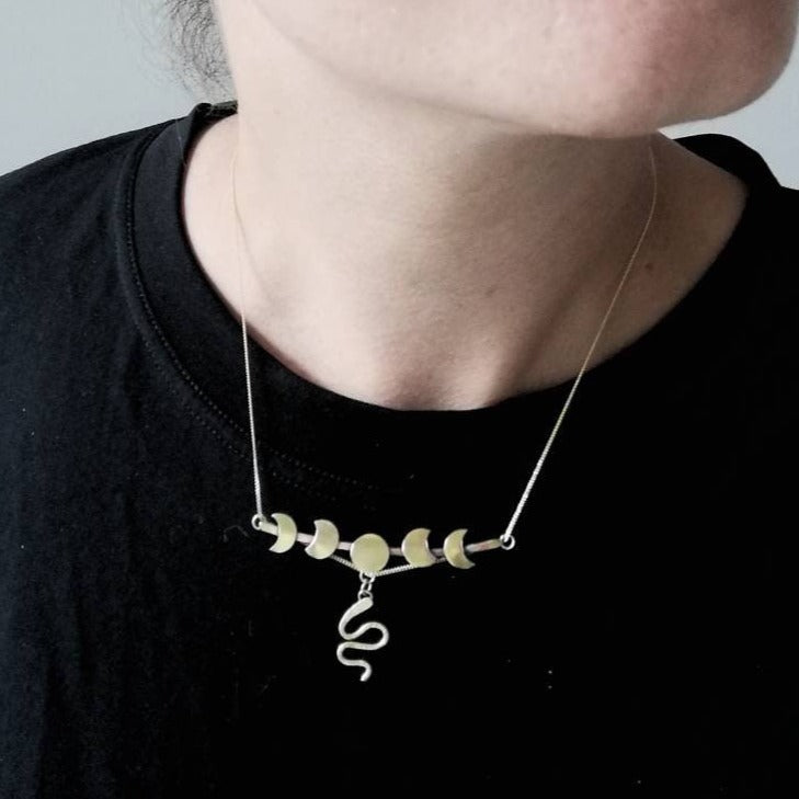 COVEN Serpent & Moon Phase Necklace
