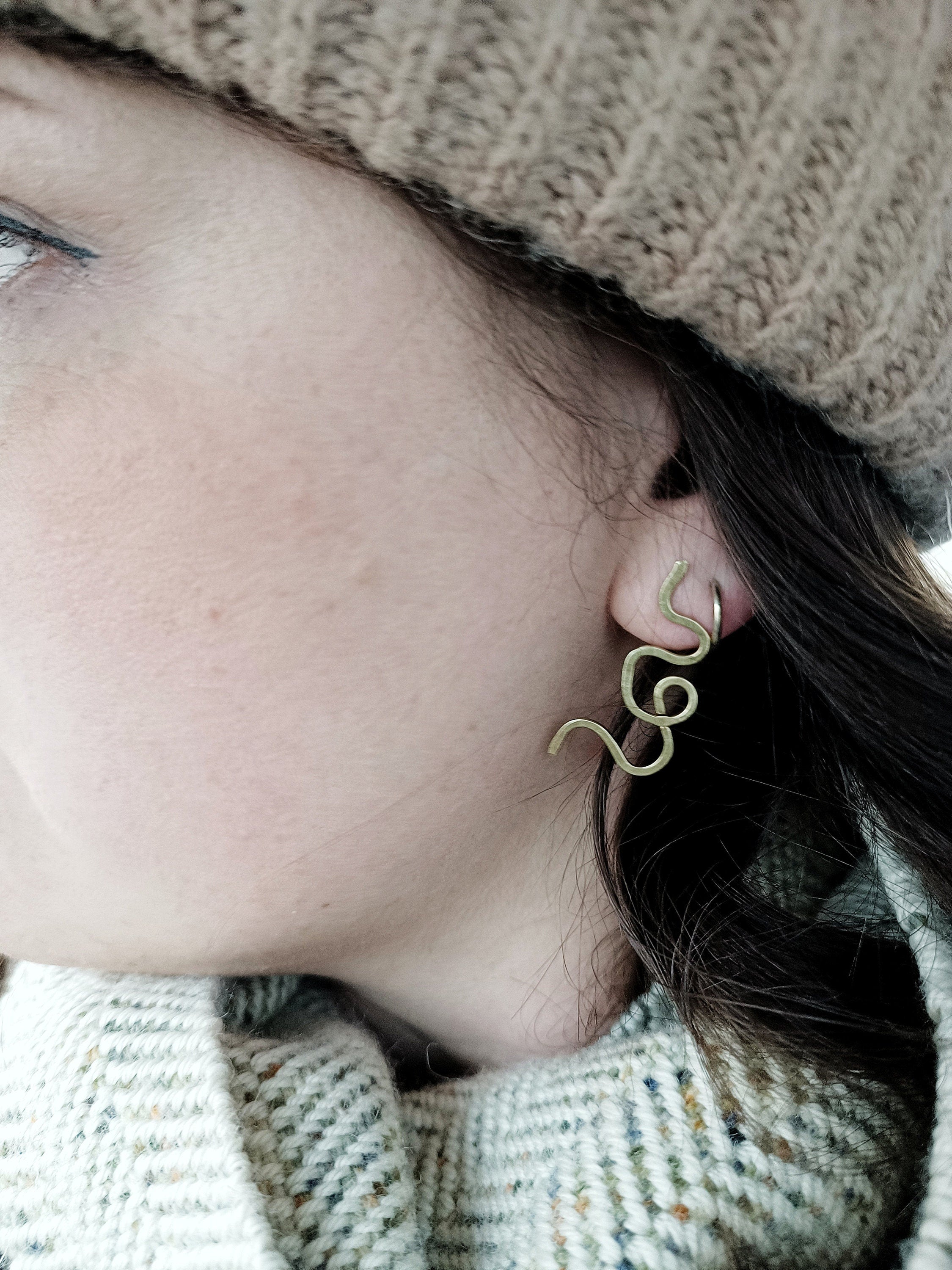 GEO Flat Squiggly Drop Earrings
