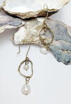 FEMME dangly double pearl earrings